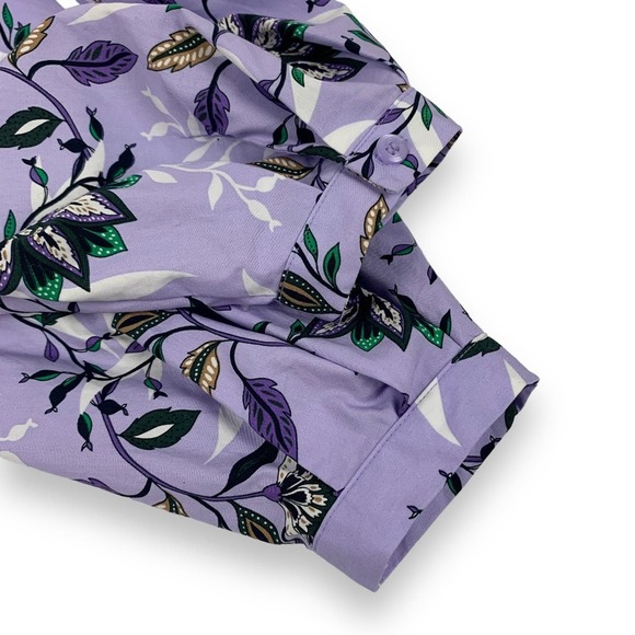 Charter Club Lavender Floral Button Up 3/4 Sleeve Shirt Dress - Picture 6 of 8